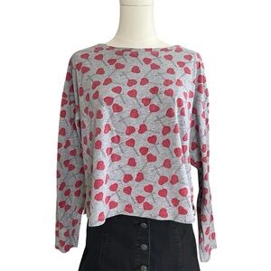 COSABELLA Long Sleeve Pajama Top Heart Lollipop Pattern, Women's L, Sleepwear